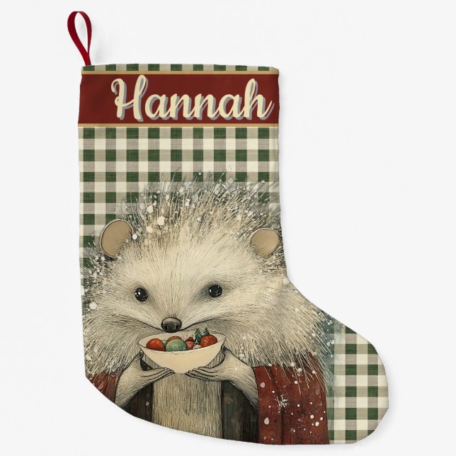 Thistle the Hedgehog | Woodland Whimsy  Small Christmas Stocking (Front)