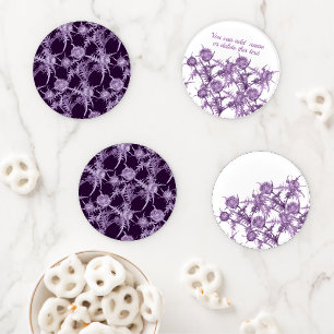 THISTLE violet flower pattern Coaster Set