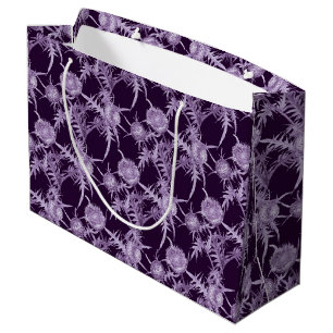THISTLE violet flower pattern Large Gift Bag