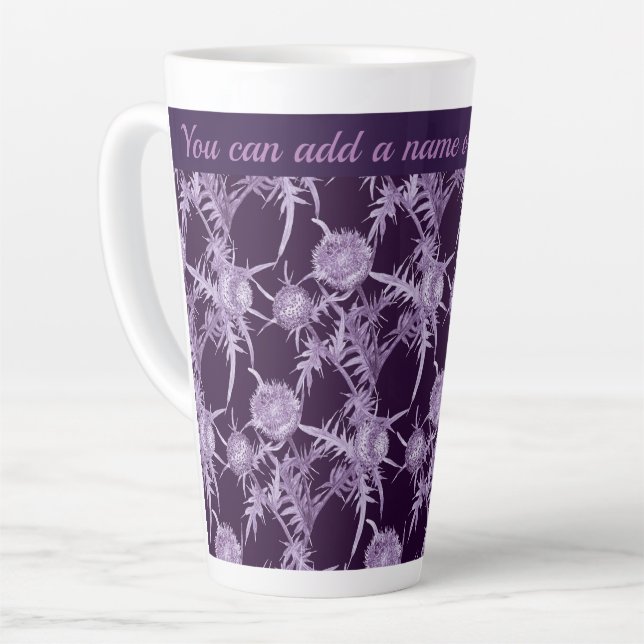 THISTLE violet flower pattern Latte Mug (Left Angle)