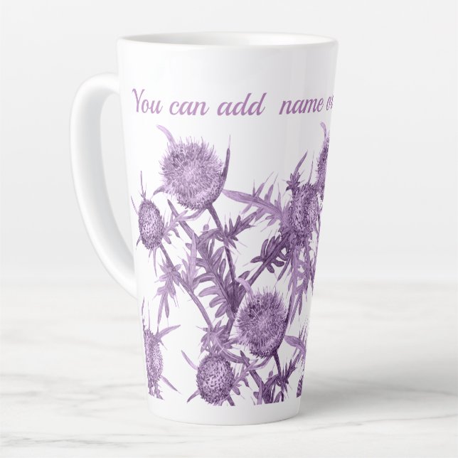 THISTLE violet flower pattern Latte Mug (Left Angle)