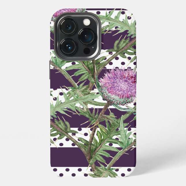 Thistle violet flowers iphone case (Back)
