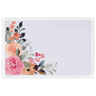 Thistle, Watercolour Floral Bouquet Acrylic Tray