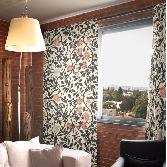 Thistle Wildflower Pattern Navy  Blackout Curtains (Creator Uploaded)