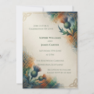Thistle Wildflower Scottish Wedding Invitation