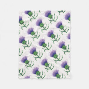 Thistle with a twist of tartan fleece blanket