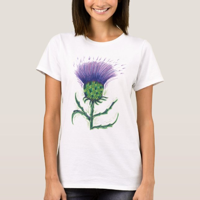 Thistle with a twist of tartan T-Shirt (Front)