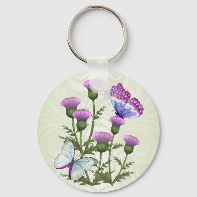 Thistles and Butterflies Keychain (Front)