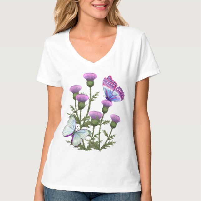 Thistles and Butterflies T-Shirt (Front)