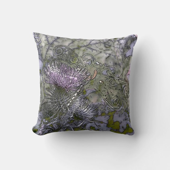 Thistles Throw Pillow (Front)
