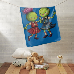 Thistles Wearing Plaid Dancing Scottish Ceilidh Baby Blanket
