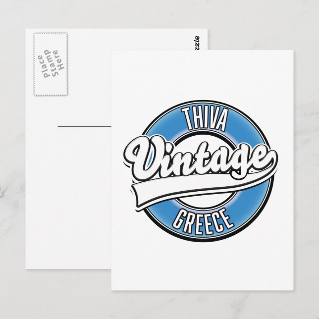 Thiva Greece vintage logo Postcard (Front/Back)
