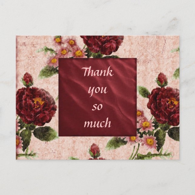 Thnaks postcard with flowers (Front)