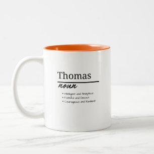Thomas, Boy Personalized Name Definition Two-Tone Coffee Mug