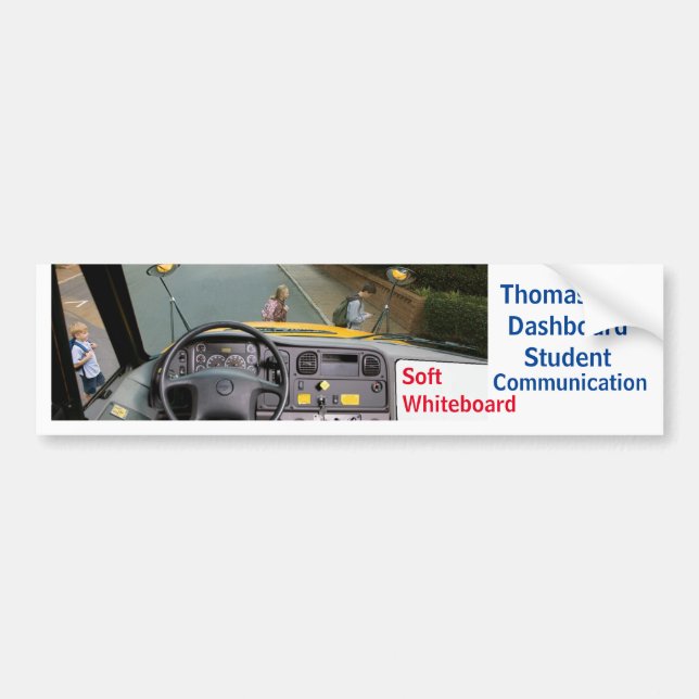 Thomas Bus Dashboard Whiteboard sign Bumper Sticker (Front)