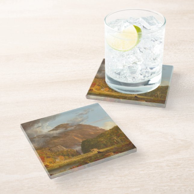 Thomas Cole A View of the Mountain Pass  Glass Coaster (Angled)