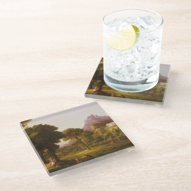 Thomas Cole  Dream of Arcadia Glass Coaster (Angled)