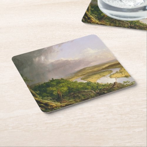Thomas Cole The Oxbow The Connecticut River  Square Paper Coaster
