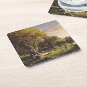 Thomas Cole The Pic-Nic Square Paper Coaster