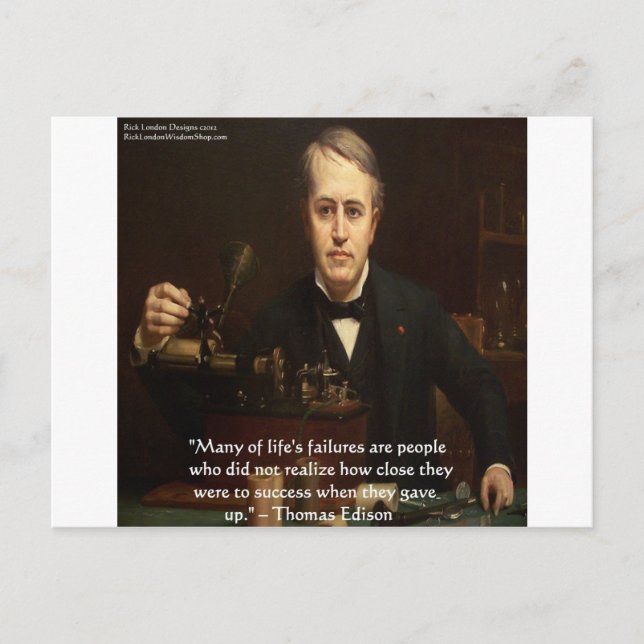 Thomas Edison "B4 Success" Wisdom Quote Gifts Postcard (Front)