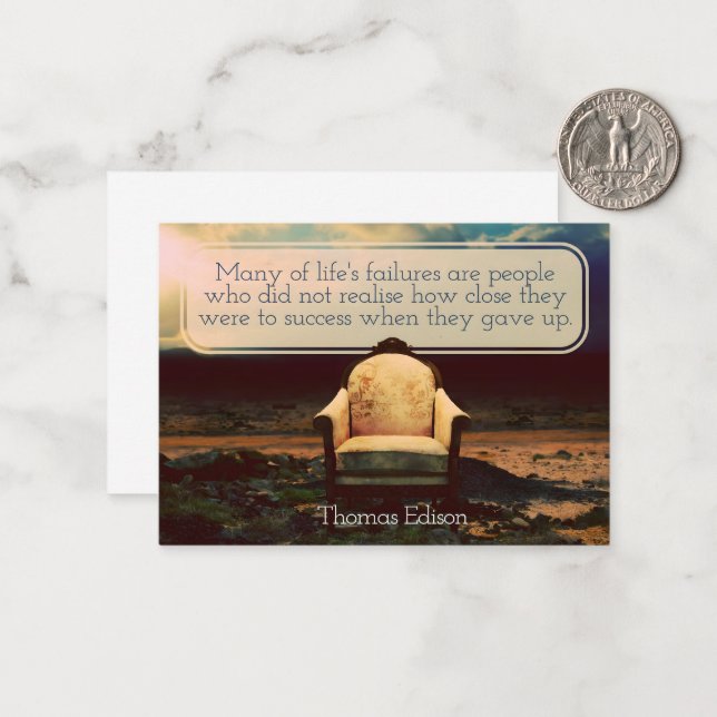 Thomas Edison Inspirational Quote "Failures" Note Card (Front/Back In Situ)