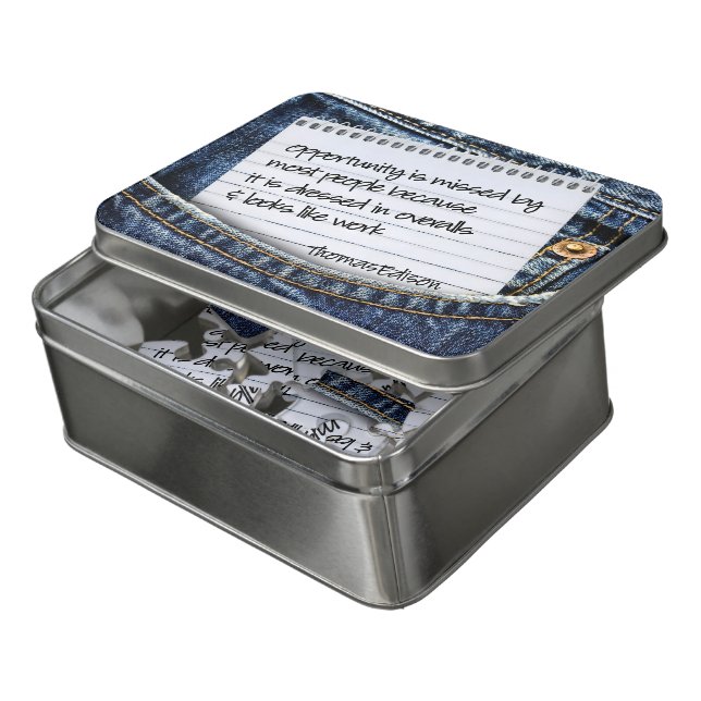 Thomas Edison Inspirational Quote Opportunity Box Jigsaw Puzzle (Lid Open)