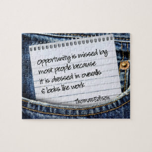 Thomas Edison Inspirational Quote "Opportunity" Jigsaw Puzzle