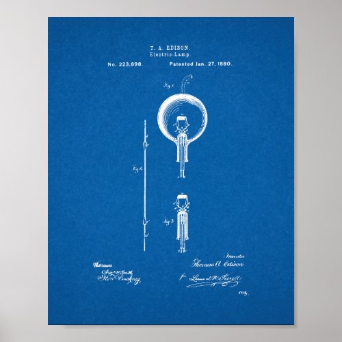 Thomas Edison Light Bulb Patent _ Blueprint Poster