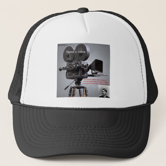 Thomas Edison "One More Time" Quote Trucker Hat (Front)