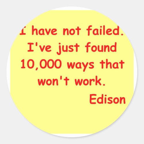 Thomas Edison quote Classic Round Sticker
