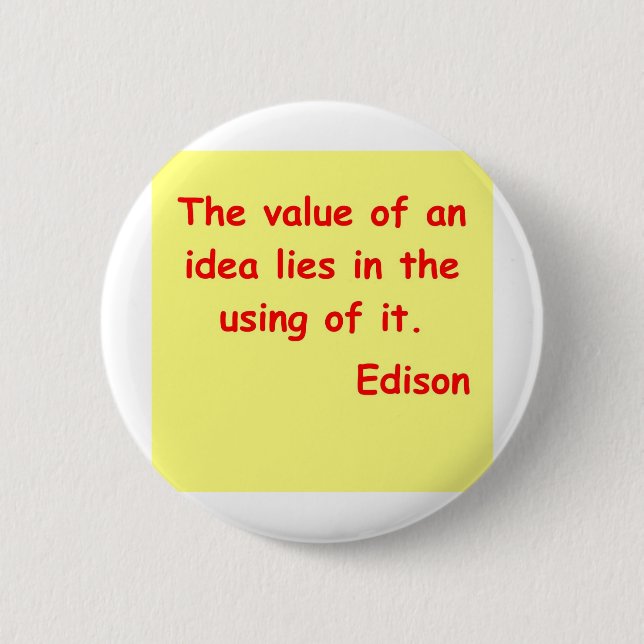 Thomas Edison quote Pinback Button (Front)