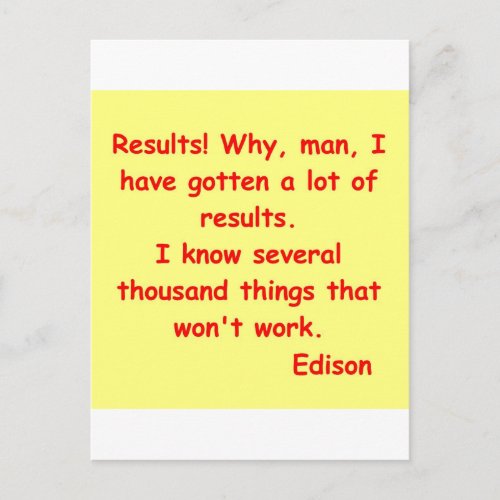 Thomas Edison quote Postcard