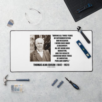 Thomas Edison Results Invention Pure Simple Quote Desk Mat
