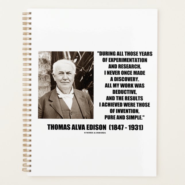Thomas Edison Results Invention Pure Simple Quote Planner (Front)