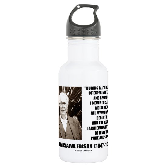 Thomas Edison Results Invention Pure Simple Quote Water Bottle