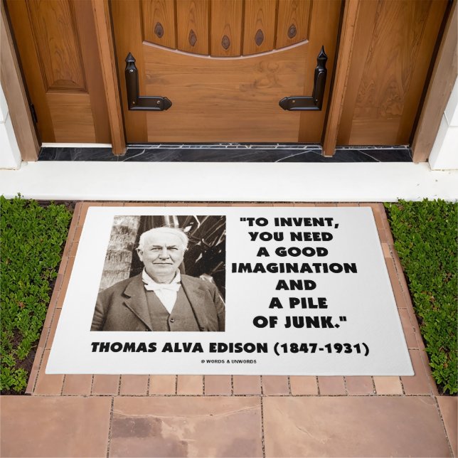 Thomas Edison To Invent Imagination Pile Of Junk Doormat (Outdoor)