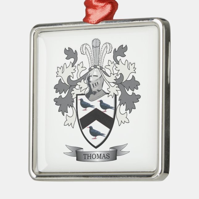 Thomas Family Crest Metal Ornament (Left)