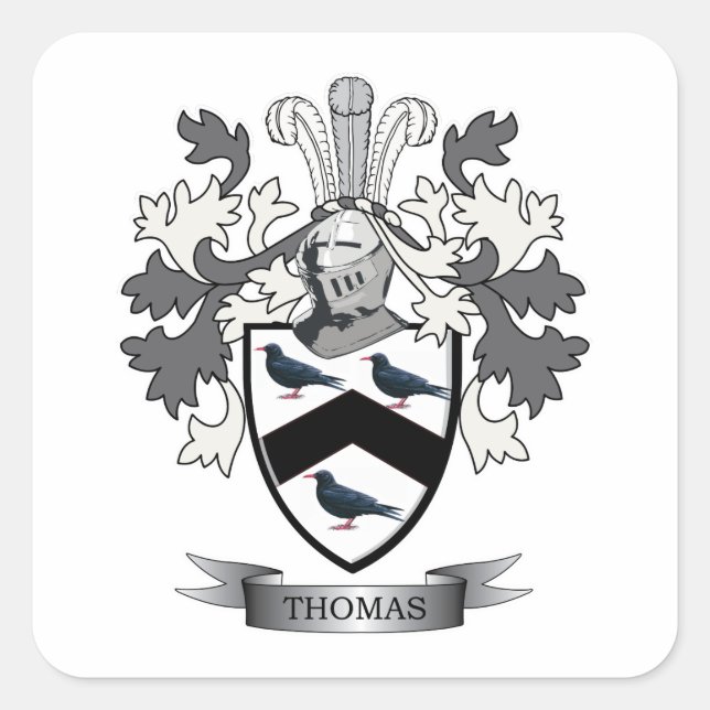Thomas Family Crest Square Sticker (Front)