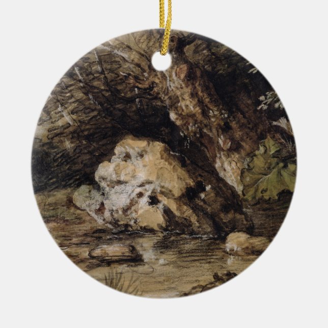 Thomas Gainsborough | A Hilly Landscape with Figur Ceramic Ornament (Front)