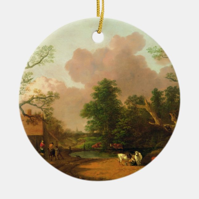 Thomas Gainsborough | A Landscape with Figures, Fa Ceramic Ornament (Front)