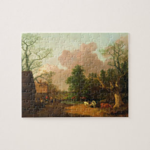 Thomas Gainsborough A Landscape with Figures, Fa Jigsaw Puzzle