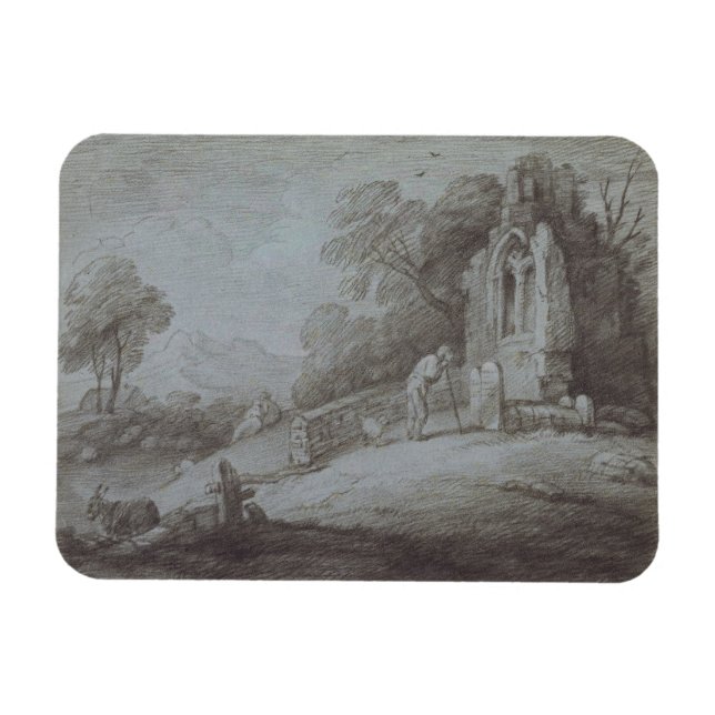 Thomas Gainsborough | Churchyard with Figure Conte Magnet (Horizontal)