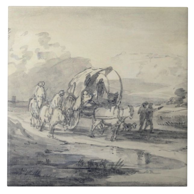Thomas Gainsborough | Open Landscape with Herdsman Ceramic Tile (Front)
