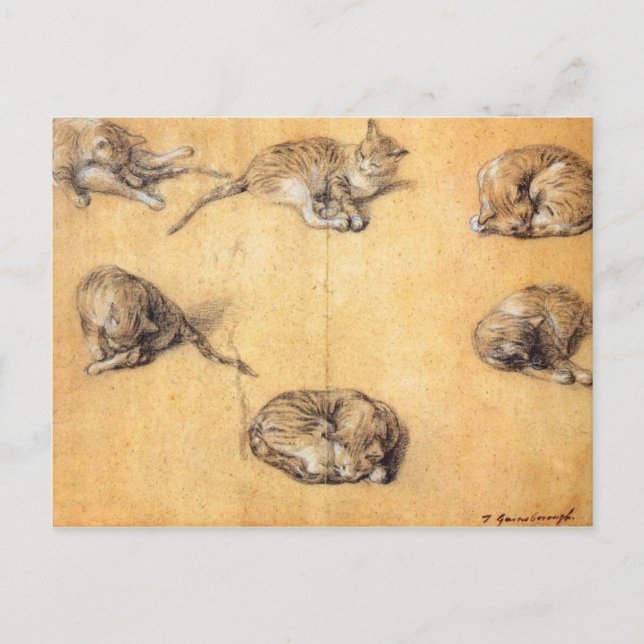 Thomas Gainsborough. Six studies of a cat Postcard (Front)