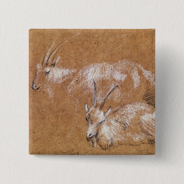 Thomas Gainsborough | Study of Goats (drawing) Button (Front)
