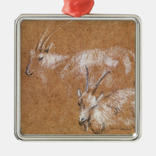 Thomas Gainsborough   Study of Goats (drawing) Metal Ornament
