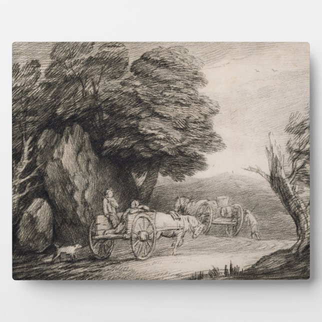 Thomas Gainsborough | Wooded Landscape with Carts  Plaque (Front)