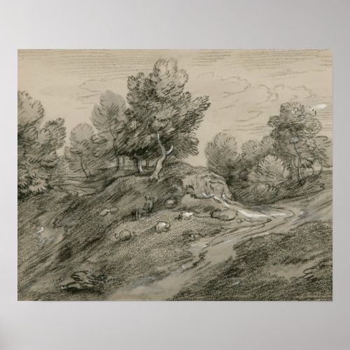 Thomas Gainsborough _ Wooded Upland Landscape with Poster