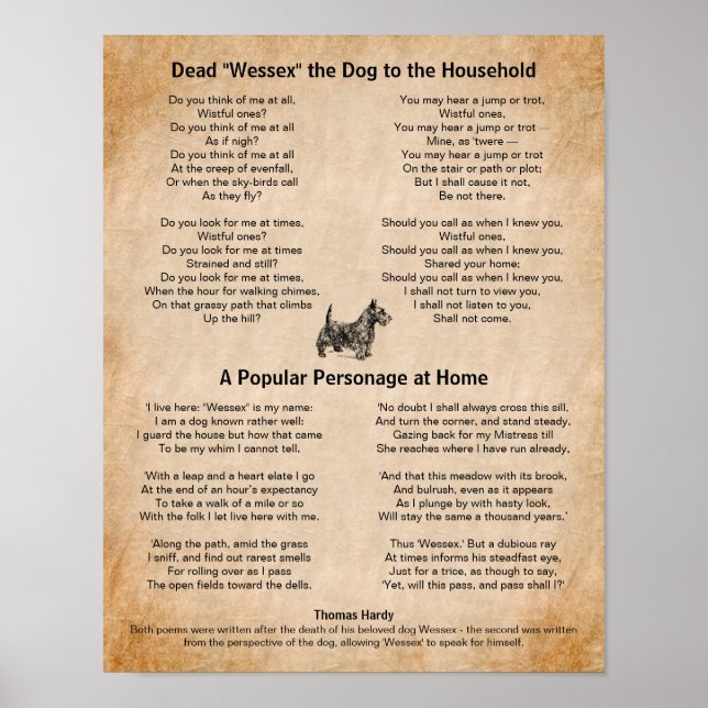 Thomas Hardy Poems of His Beloved Dog Poster (Front)