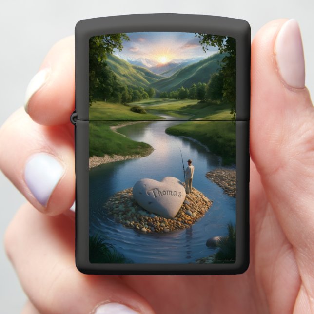 Thomas Heartfelt Fishing at Sunset Zippo Lighter (In Hand)